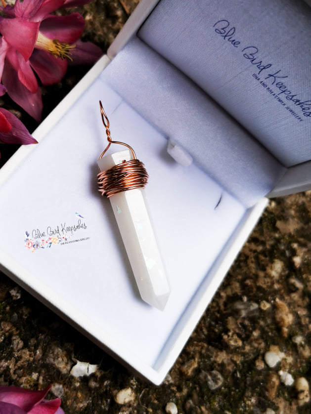 The India Crystal Pendant- 14k rose gold filled wire wrap